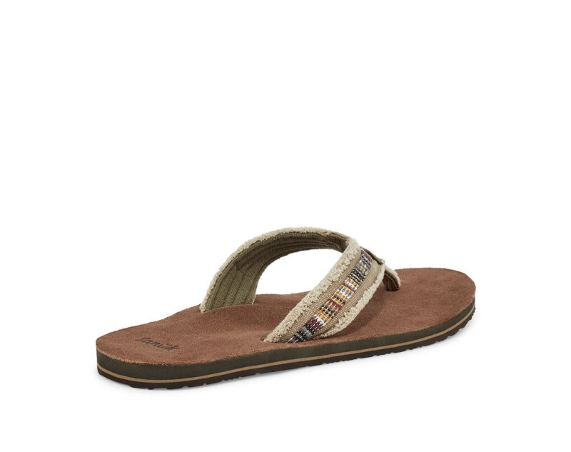 Sanuk Fraid So Eco Friendly Men's Flip Flops Khaki | Canada 286DFM